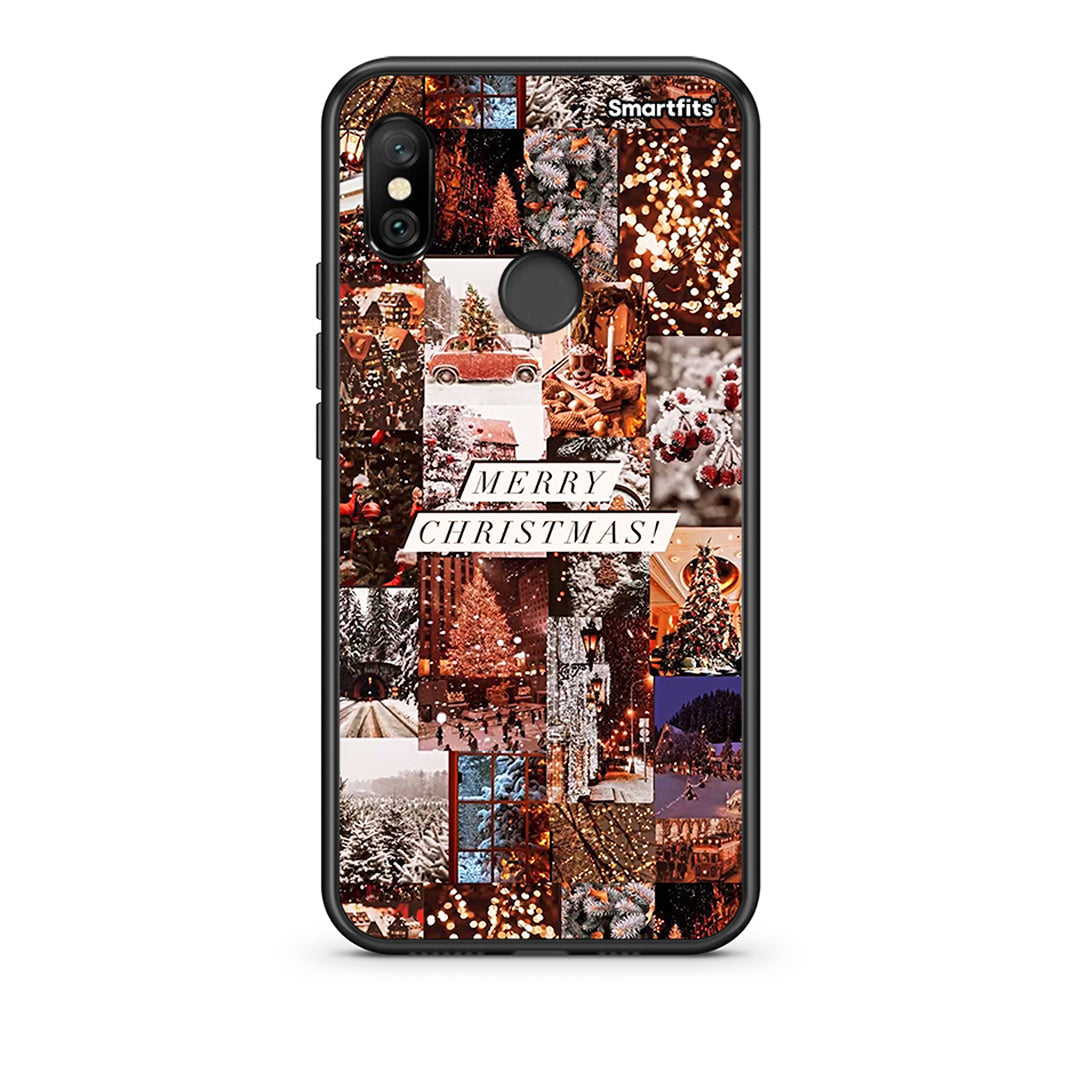 Xiaomi Redmi Note 6 Pro Xmas Collage θήκη από τη Smartfits με σχέδιο στο πίσω μέρος και μαύρο περίβλημα | Smartphone case with colorful back and black bezels by Smartfits