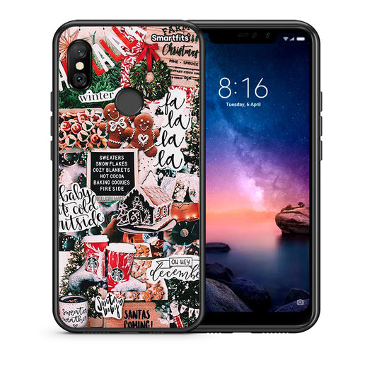 Θήκη Xiaomi Redmi Note 6 Pro Xmas Habbits από τη Smartfits με σχέδιο στο πίσω μέρος και μαύρο περίβλημα | Xiaomi Redmi Note 6 Pro Xmas Habbits case with colorful back and black bezels