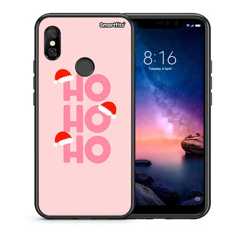 Θήκη Xiaomi Redmi Note 6 Pro Xmas Ho Ho Ho από τη Smartfits με σχέδιο στο πίσω μέρος και μαύρο περίβλημα | Xiaomi Redmi Note 6 Pro Xmas Ho Ho Ho case with colorful back and black bezels