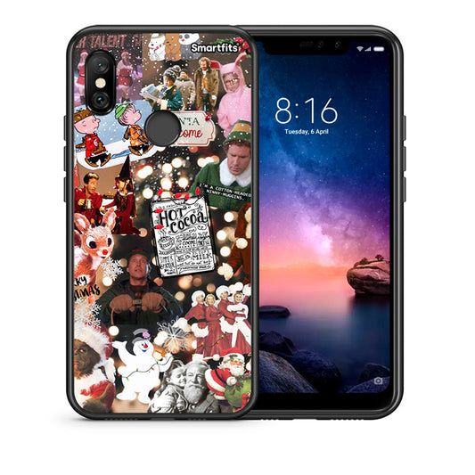 Θήκη Xiaomi Redmi Note 6 Pro Xmas Movies από τη Smartfits με σχέδιο στο πίσω μέρος και μαύρο περίβλημα | Xiaomi Redmi Note 6 Pro Xmas Movies case with colorful back and black bezels