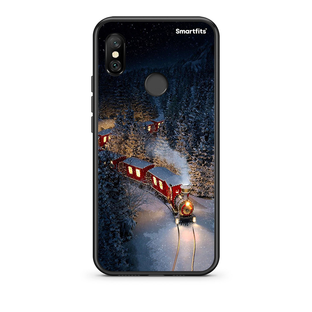 Xiaomi Redmi Note 6 Pro Xmas Train θήκη από τη Smartfits με σχέδιο στο πίσω μέρος και μαύρο περίβλημα | Smartphone case with colorful back and black bezels by Smartfits