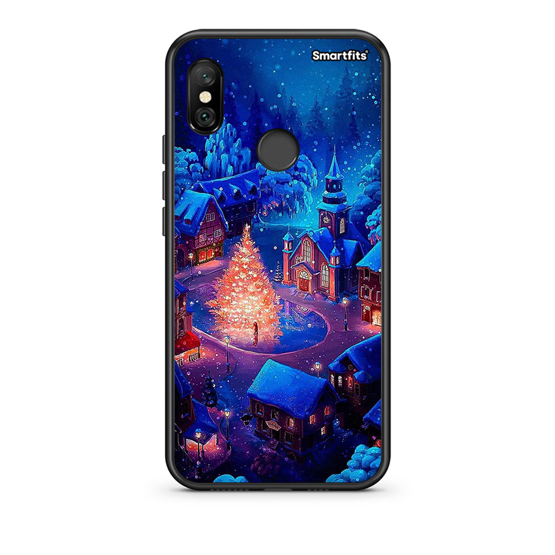 Xiaomi Redmi Note 6 Pro Xmas Village θήκη από τη Smartfits με σχέδιο στο πίσω μέρος και μαύρο περίβλημα | Smartphone case with colorful back and black bezels by Smartfits