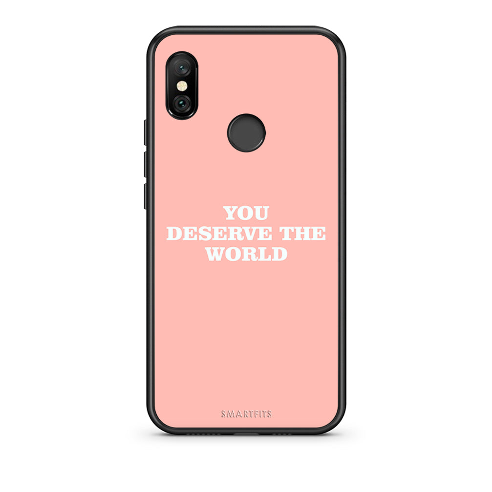 Xiaomi Redmi Note 6 Pro You Deserve The World Θήκη Αγίου Βαλεντίνου από τη Smartfits με σχέδιο στο πίσω μέρος και μαύρο περίβλημα | Smartphone case with colorful back and black bezels by Smartfits