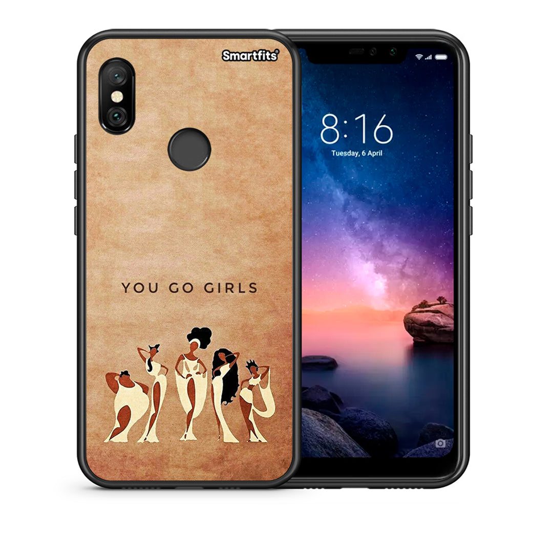 Θήκη Xiaomi Redmi Note 6 Pro You Go Girl από τη Smartfits με σχέδιο στο πίσω μέρος και μαύρο περίβλημα | Xiaomi Redmi Note 6 Pro You Go Girl case with colorful back and black bezels