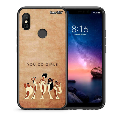 Θήκη Xiaomi Redmi Note 6 Pro You Go Girl από τη Smartfits με σχέδιο στο πίσω μέρος και μαύρο περίβλημα | Xiaomi Redmi Note 6 Pro You Go Girl case with colorful back and black bezels
