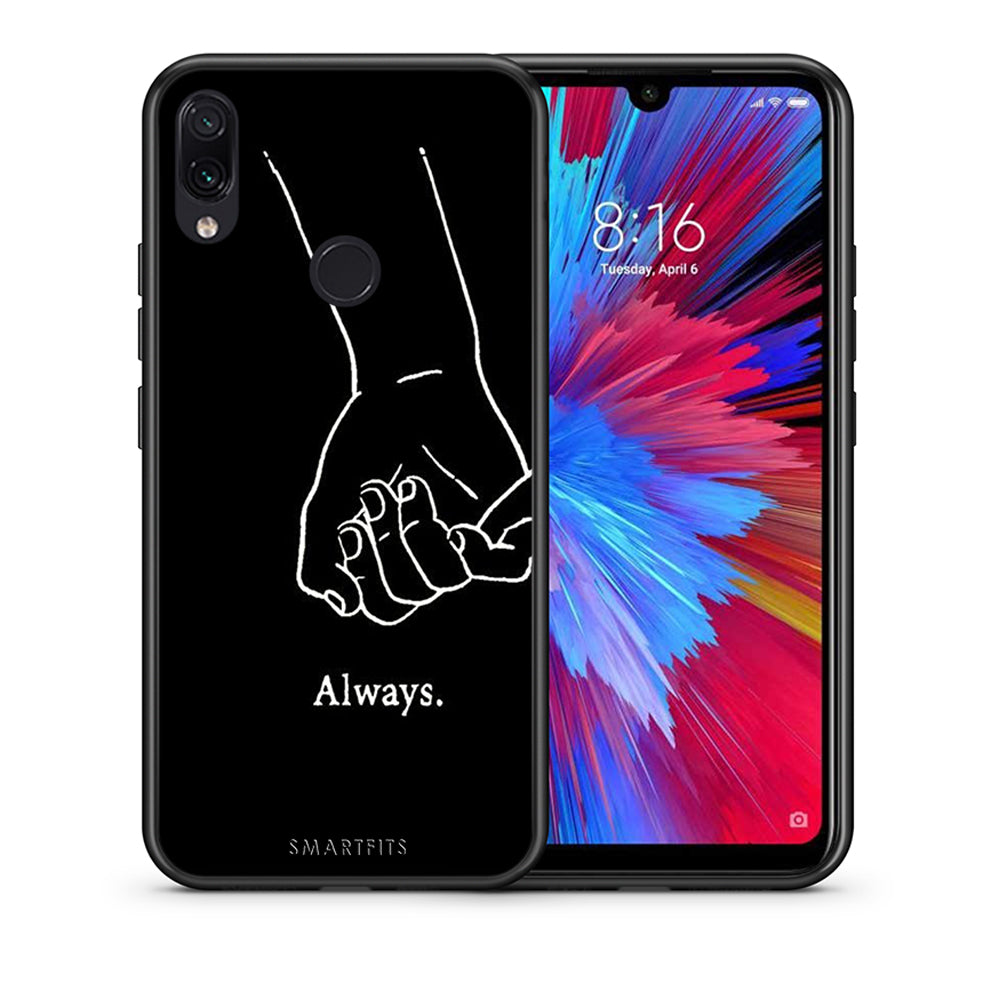 Θήκη Αγίου Βαλεντίνου Xiaomi Redmi Note 7 Always & Forever 1 από τη Smartfits με σχέδιο στο πίσω μέρος και μαύρο περίβλημα | Xiaomi Redmi Note 7 Always & Forever 1 case with colorful back and black bezels