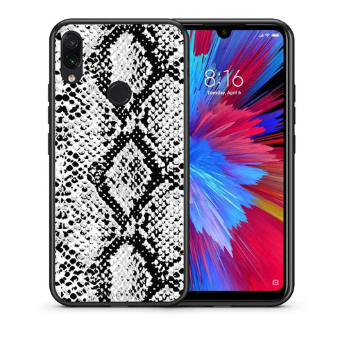 Θήκη Xiaomi Redmi Note 7 White Snake Animal από τη Smartfits με σχέδιο στο πίσω μέρος και μαύρο περίβλημα | Xiaomi Redmi Note 7 White Snake Animal case with colorful back and black bezels