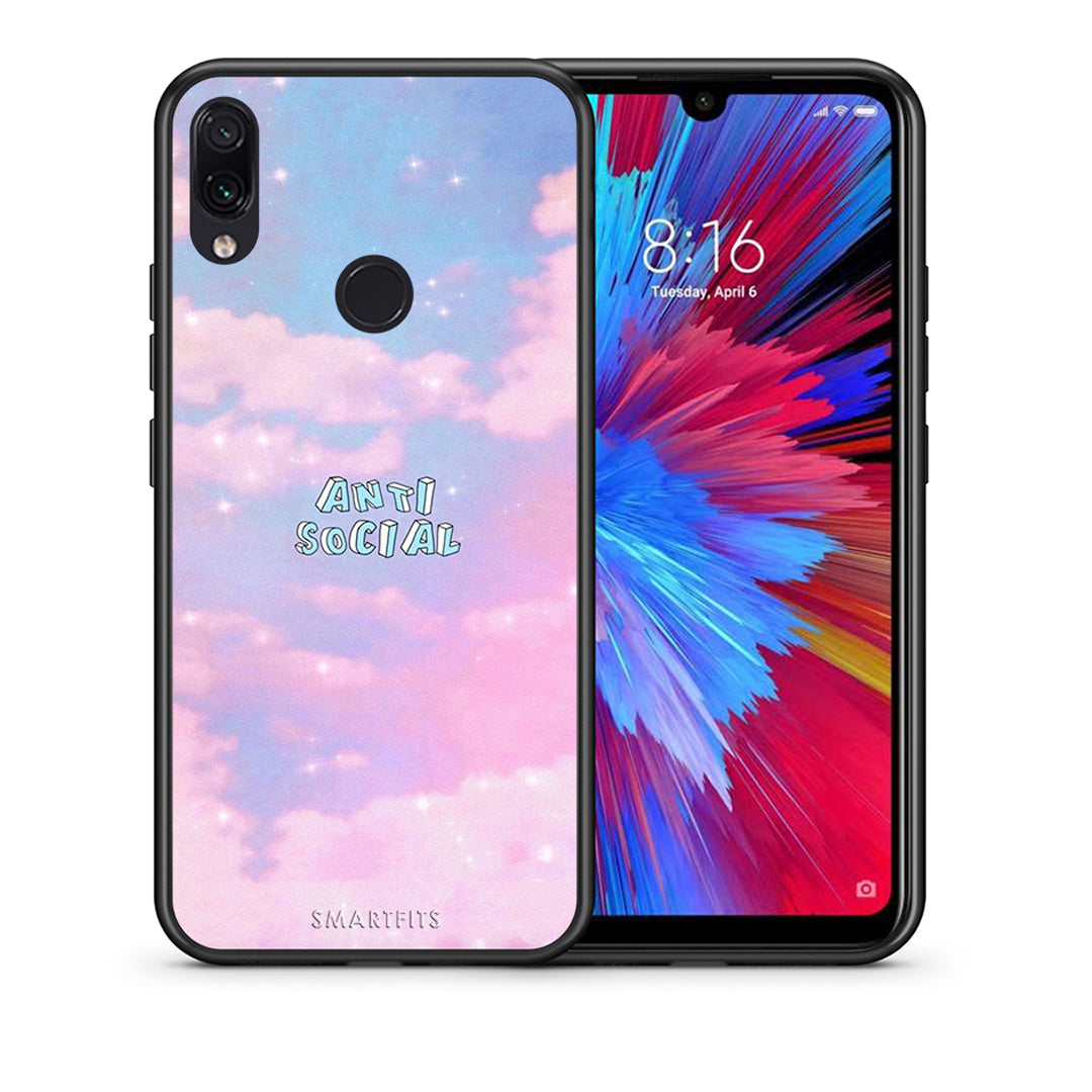 Θήκη Αγίου Βαλεντίνου Xiaomi Redmi Note 7 Anti Social από τη Smartfits με σχέδιο στο πίσω μέρος και μαύρο περίβλημα | Xiaomi Redmi Note 7 Anti Social case with colorful back and black bezels