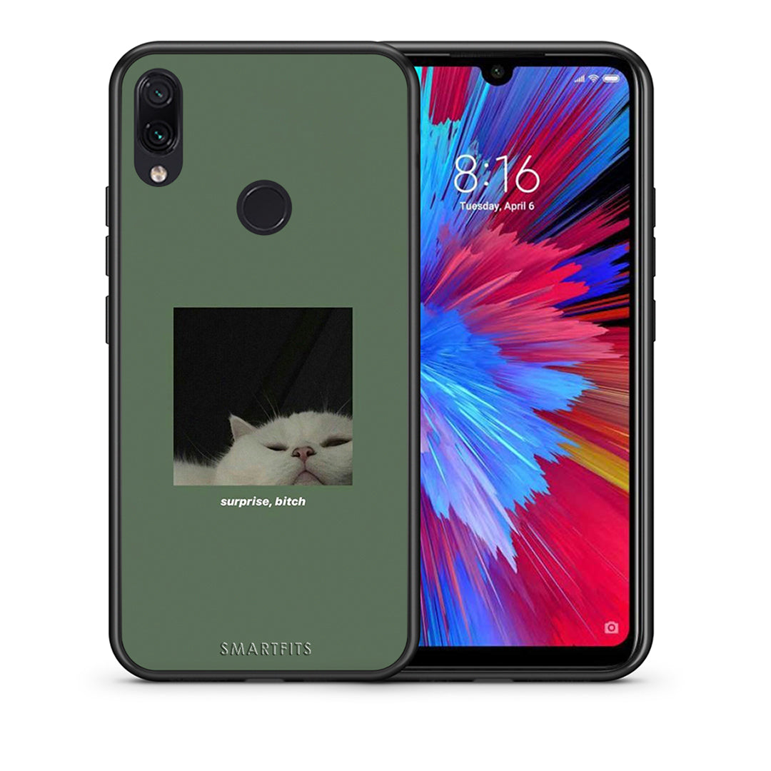 Θήκη Xiaomi Redmi Note 7 Bitch Surprise από τη Smartfits με σχέδιο στο πίσω μέρος και μαύρο περίβλημα | Xiaomi Redmi Note 7 Bitch Surprise case with colorful back and black bezels