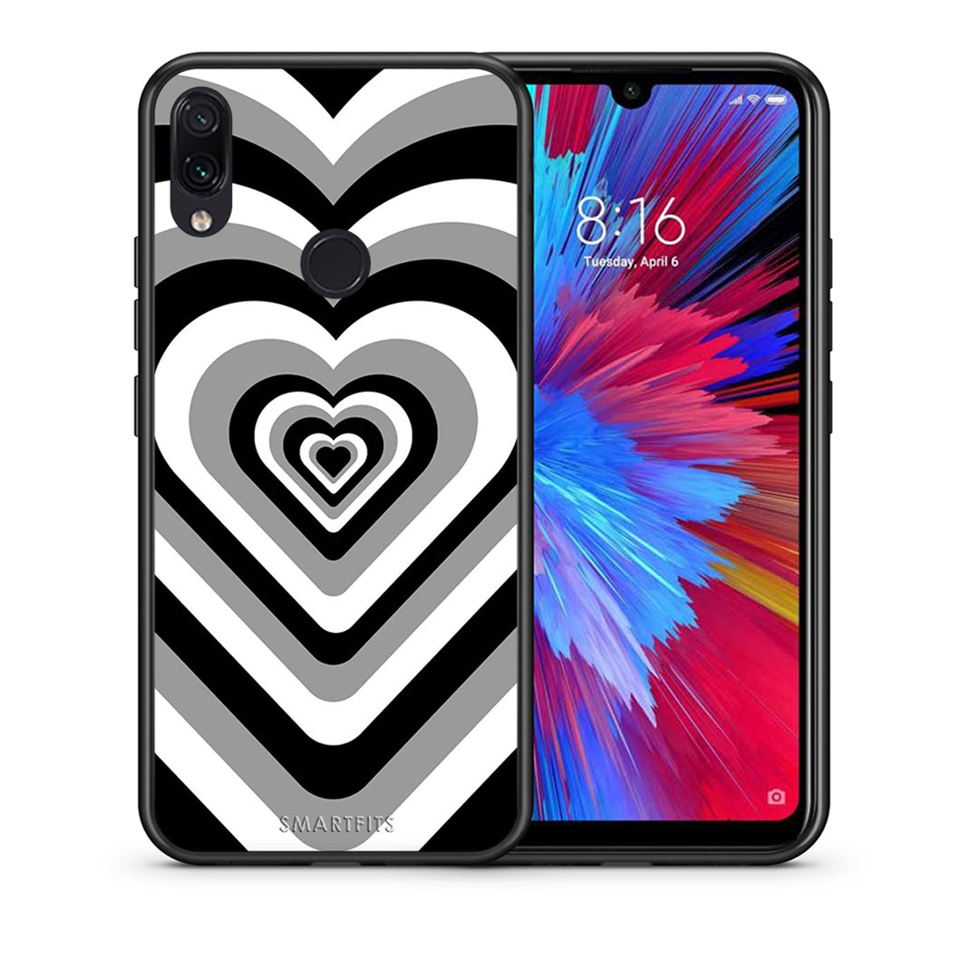 Θήκη Xiaomi Redmi Note 7 Black Hearts από τη Smartfits με σχέδιο στο πίσω μέρος και μαύρο περίβλημα | Xiaomi Redmi Note 7 Black Hearts case with colorful back and black bezels