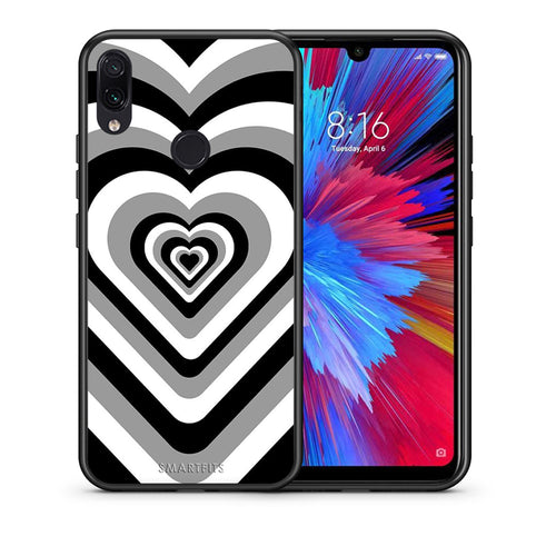 Θήκη Xiaomi Redmi Note 7 Black Hearts από τη Smartfits με σχέδιο στο πίσω μέρος και μαύρο περίβλημα | Xiaomi Redmi Note 7 Black Hearts case with colorful back and black bezels