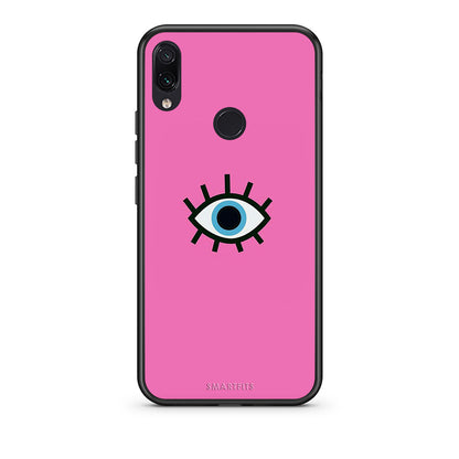 Xiaomi Redmi Note 7 Blue Eye Pink θήκη από τη Smartfits με σχέδιο στο πίσω μέρος και μαύρο περίβλημα | Smartphone case with colorful back and black bezels by Smartfits