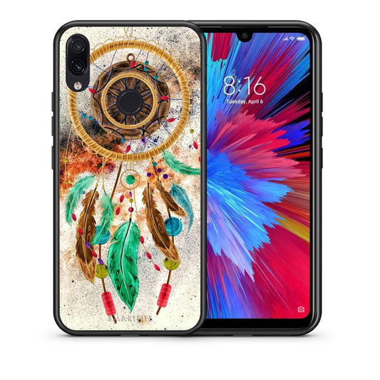 Θήκη Xiaomi Redmi Note 7 DreamCatcher Boho από τη Smartfits με σχέδιο στο πίσω μέρος και μαύρο περίβλημα | Xiaomi Redmi Note 7 DreamCatcher Boho case with colorful back and black bezels