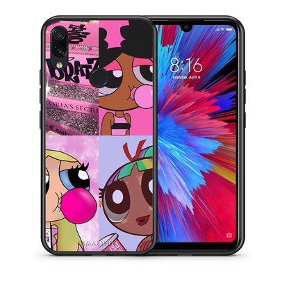 Θήκη Αγίου Βαλεντίνου Xiaomi Redmi Note 7 Bubble Girls από τη Smartfits με σχέδιο στο πίσω μέρος και μαύρο περίβλημα | Xiaomi Redmi Note 7 Bubble Girls case with colorful back and black bezels