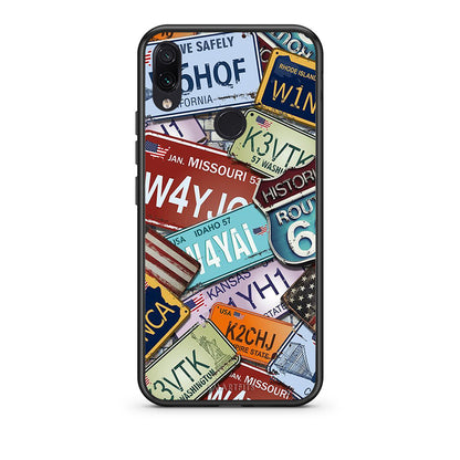 Xiaomi Redmi Note 7 Car Plates θήκη από τη Smartfits με σχέδιο στο πίσω μέρος και μαύρο περίβλημα | Smartphone case with colorful back and black bezels by Smartfits