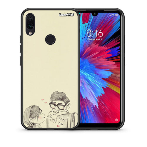 Θήκη Xiaomi Redmi Note 7 Carl And Ellie από τη Smartfits με σχέδιο στο πίσω μέρος και μαύρο περίβλημα | Xiaomi Redmi Note 7 Carl And Ellie case with colorful back and black bezels