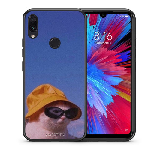 Θήκη Xiaomi Redmi Note 7 Cat Diva από τη Smartfits με σχέδιο στο πίσω μέρος και μαύρο περίβλημα | Xiaomi Redmi Note 7 Cat Diva case with colorful back and black bezels