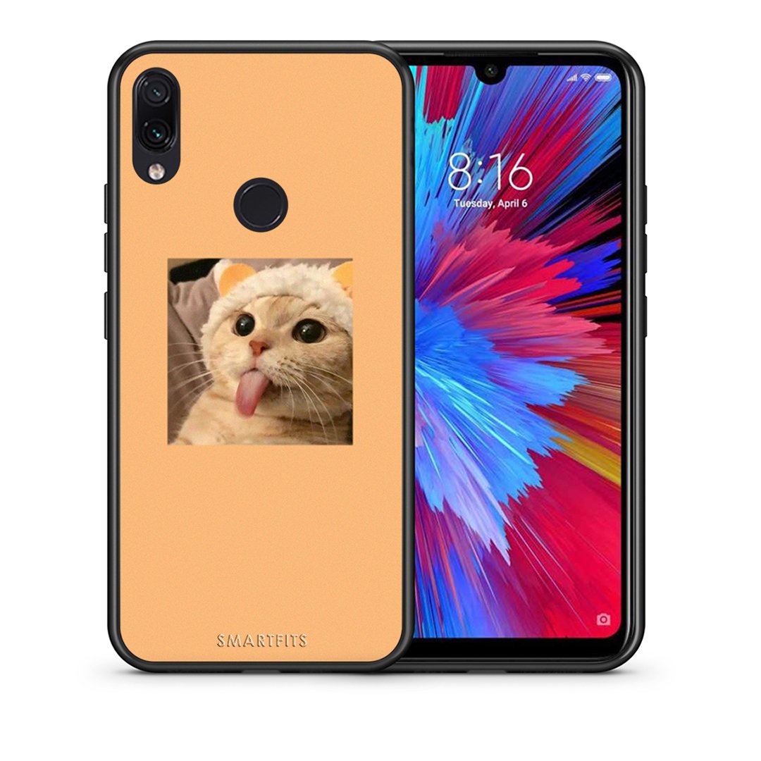 Θήκη Xiaomi Redmi Note 7 Cat Tongue από τη Smartfits με σχέδιο στο πίσω μέρος και μαύρο περίβλημα | Xiaomi Redmi Note 7 Cat Tongue case with colorful back and black bezels