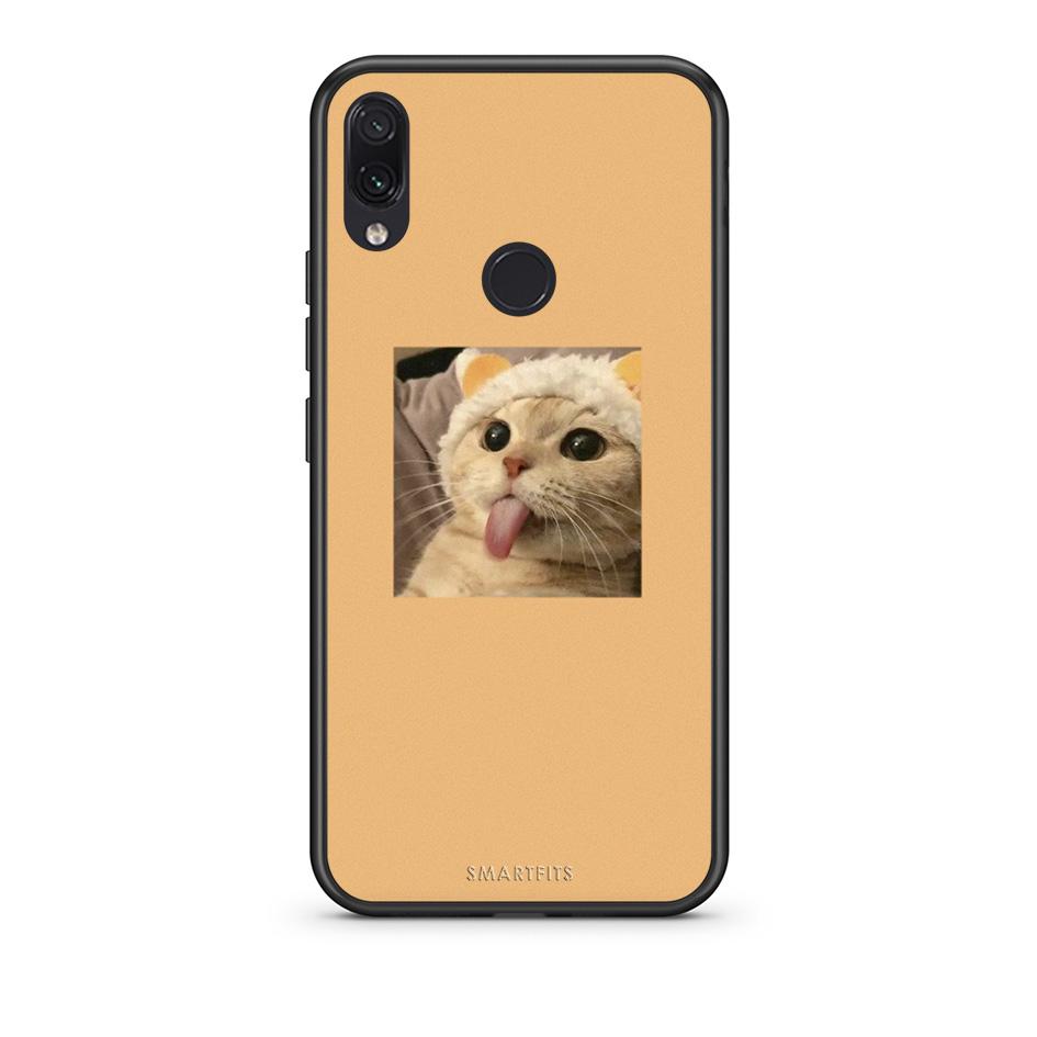 Xiaomi Redmi Note 7 Cat Tongue θήκη από τη Smartfits με σχέδιο στο πίσω μέρος και μαύρο περίβλημα | Smartphone case with colorful back and black bezels by Smartfits