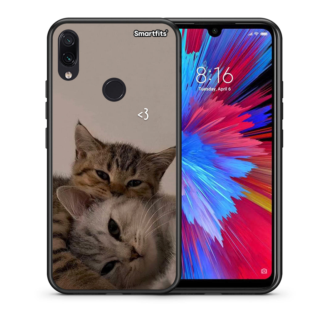 Θήκη Xiaomi Redmi Note 7 Cats In Love από τη Smartfits με σχέδιο στο πίσω μέρος και μαύρο περίβλημα | Xiaomi Redmi Note 7 Cats In Love case with colorful back and black bezels