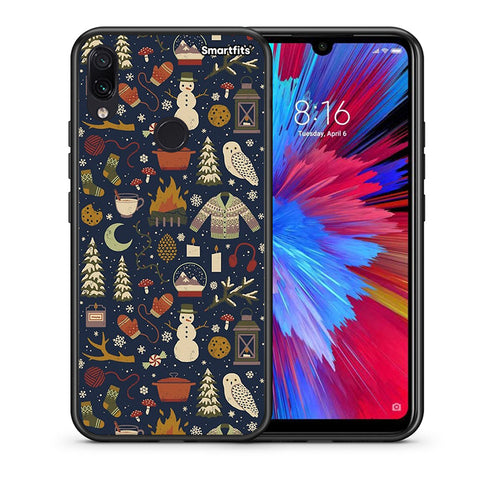 Θήκη Xiaomi Redmi Note 7 Christmas Elements από τη Smartfits με σχέδιο στο πίσω μέρος και μαύρο περίβλημα | Xiaomi Redmi Note 7 Christmas Elements case with colorful back and black bezels