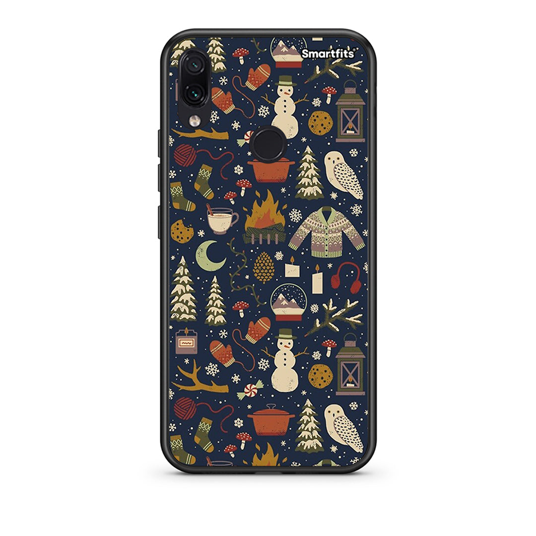 Xiaomi Redmi Note 7 Christmas Elements θήκη από τη Smartfits με σχέδιο στο πίσω μέρος και μαύρο περίβλημα | Smartphone case with colorful back and black bezels by Smartfits
