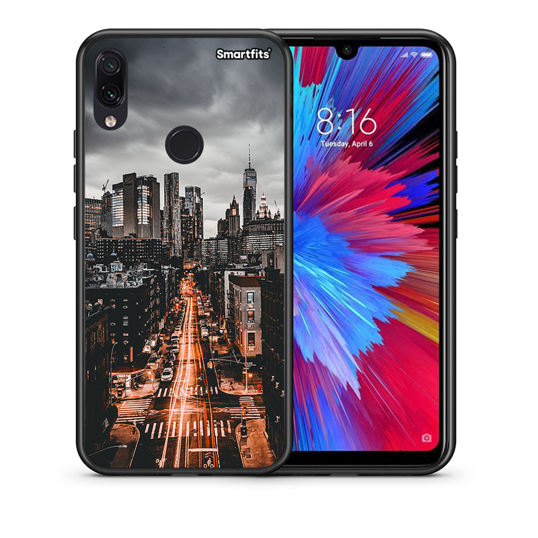 Θήκη Xiaomi Redmi Note 7 City Lights από τη Smartfits με σχέδιο στο πίσω μέρος και μαύρο περίβλημα | Xiaomi Redmi Note 7 City Lights case with colorful back and black bezels