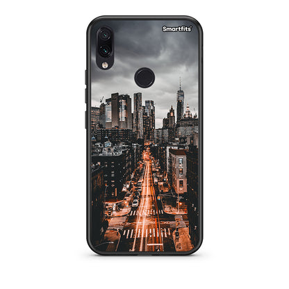 Xiaomi Redmi Note 7 City Lights θήκη από τη Smartfits με σχέδιο στο πίσω μέρος και μαύρο περίβλημα | Smartphone case with colorful back and black bezels by Smartfits