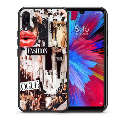 Θήκη Αγίου Βαλεντίνου Xiaomi Redmi Note 7 Collage Fashion από τη Smartfits με σχέδιο στο πίσω μέρος και μαύρο περίβλημα | Xiaomi Redmi Note 7 Collage Fashion case with colorful back and black bezels