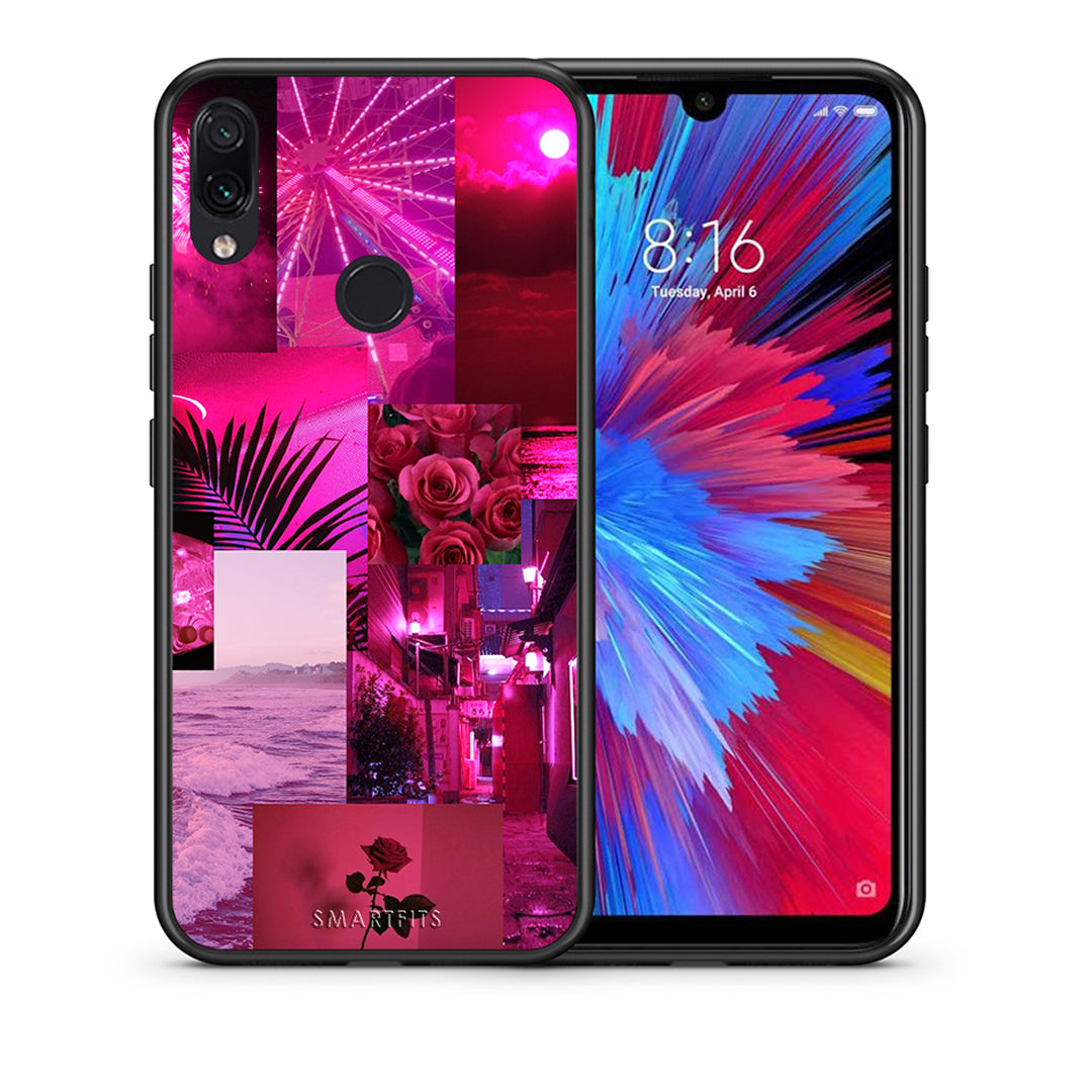 Θήκη Αγίου Βαλεντίνου Xiaomi Redmi Note 7 Collage Red Roses από τη Smartfits με σχέδιο στο πίσω μέρος και μαύρο περίβλημα | Xiaomi Redmi Note 7 Collage Red Roses case with colorful back and black bezels