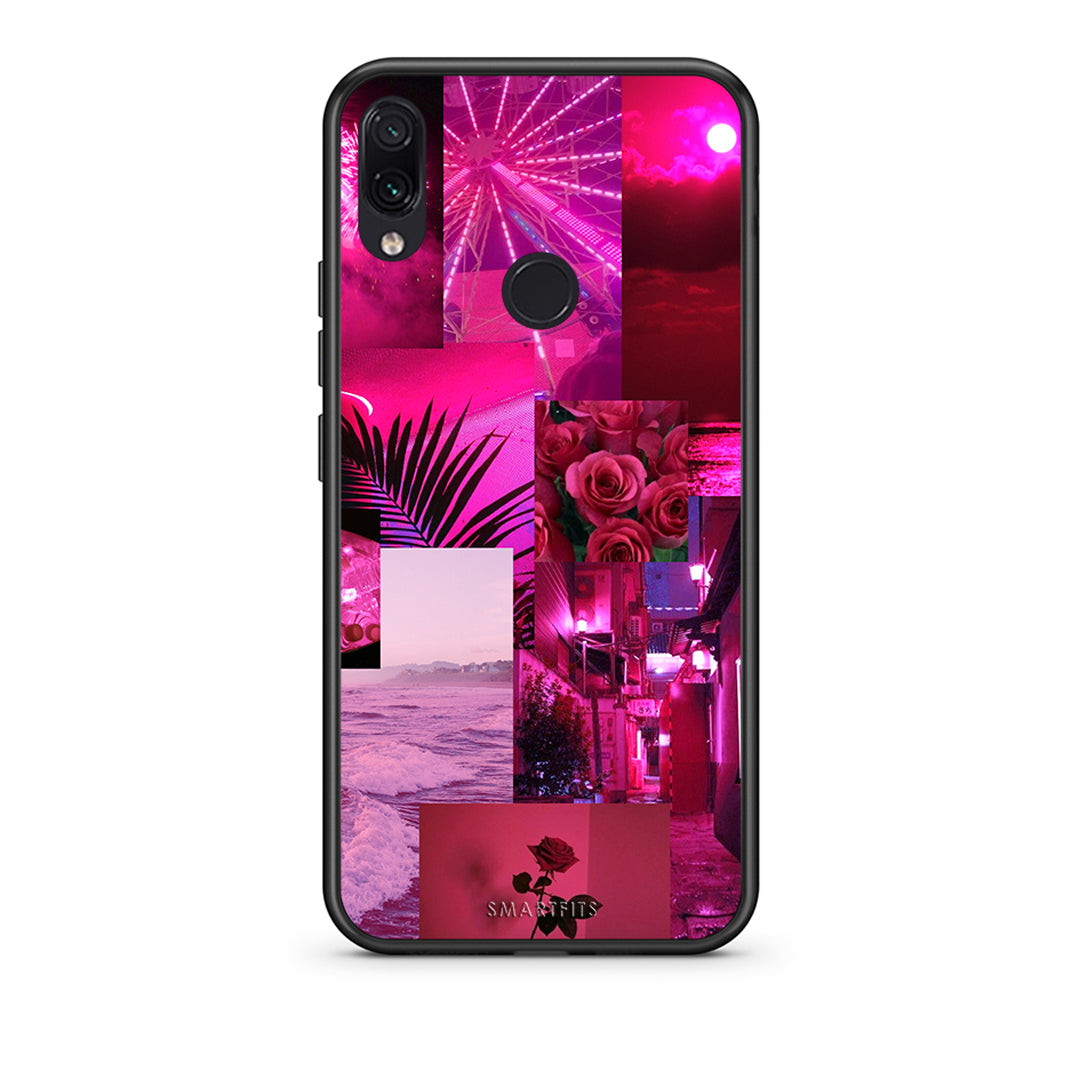 Xiaomi Redmi Note 7 Collage Red Roses Θήκη Αγίου Βαλεντίνου από τη Smartfits με σχέδιο στο πίσω μέρος και μαύρο περίβλημα | Smartphone case with colorful back and black bezels by Smartfits