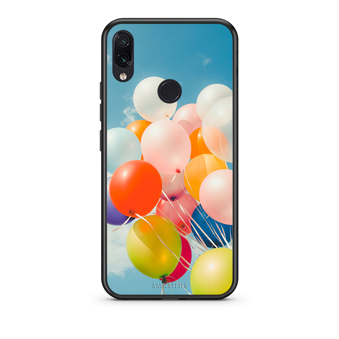 Xiaomi Redmi Note 7 Colorful Balloons θήκη από τη Smartfits με σχέδιο στο πίσω μέρος και μαύρο περίβλημα | Smartphone case with colorful back and black bezels by Smartfits