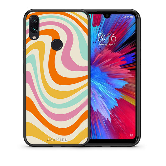 Θήκη Xiaomi Redmi Note 7 Colourful Waves από τη Smartfits με σχέδιο στο πίσω μέρος και μαύρο περίβλημα | Xiaomi Redmi Note 7 Colourful Waves case with colorful back and black bezels