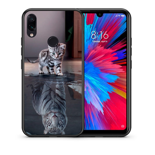 Θήκη Xiaomi Redmi Note 7 Tiger Cute από τη Smartfits με σχέδιο στο πίσω μέρος και μαύρο περίβλημα | Xiaomi Redmi Note 7 Tiger Cute case with colorful back and black bezels
