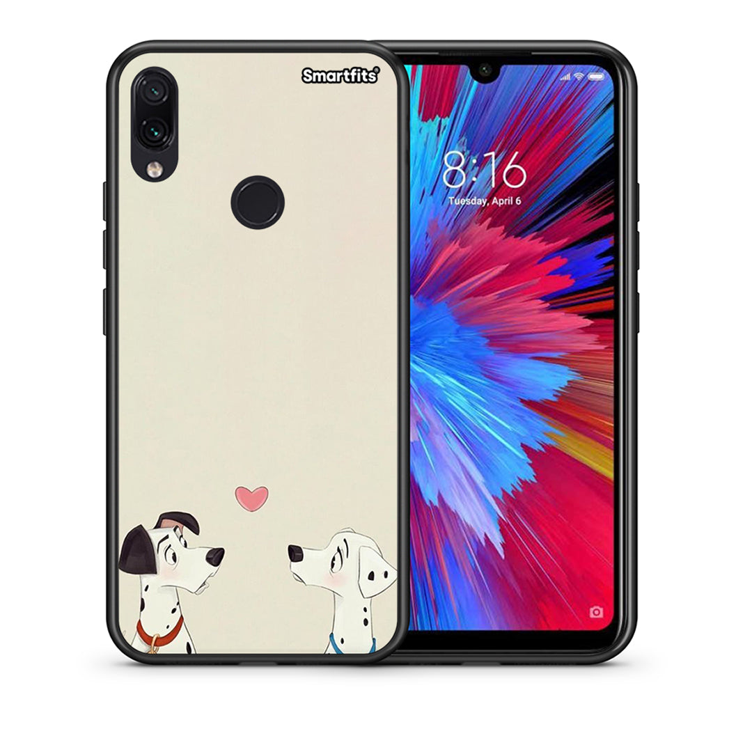 Θήκη Xiaomi Redmi Note 7 Dalmatians Love από τη Smartfits με σχέδιο στο πίσω μέρος και μαύρο περίβλημα | Xiaomi Redmi Note 7 Dalmatians Love case with colorful back and black bezels