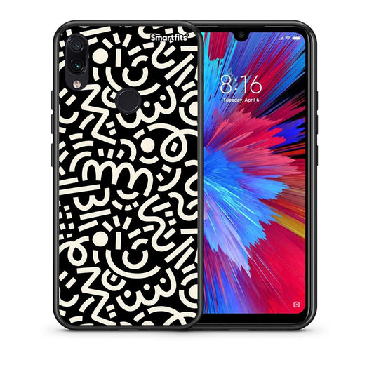 Θήκη Xiaomi Redmi Note 7 Doodle Art από τη Smartfits με σχέδιο στο πίσω μέρος και μαύρο περίβλημα | Xiaomi Redmi Note 7 Doodle Art case with colorful back and black bezels