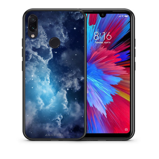 Θήκη Xiaomi Redmi Note 7 Blue Sky Galaxy από τη Smartfits με σχέδιο στο πίσω μέρος και μαύρο περίβλημα | Xiaomi Redmi Note 7 Blue Sky Galaxy case with colorful back and black bezels