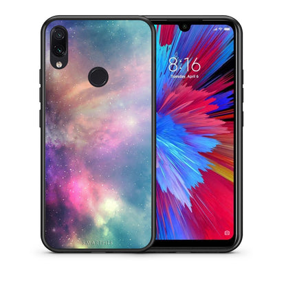 Θήκη Xiaomi Redmi Note 7 Rainbow Galaxy από τη Smartfits με σχέδιο στο πίσω μέρος και μαύρο περίβλημα | Xiaomi Redmi Note 7 Rainbow Galaxy case with colorful back and black bezels