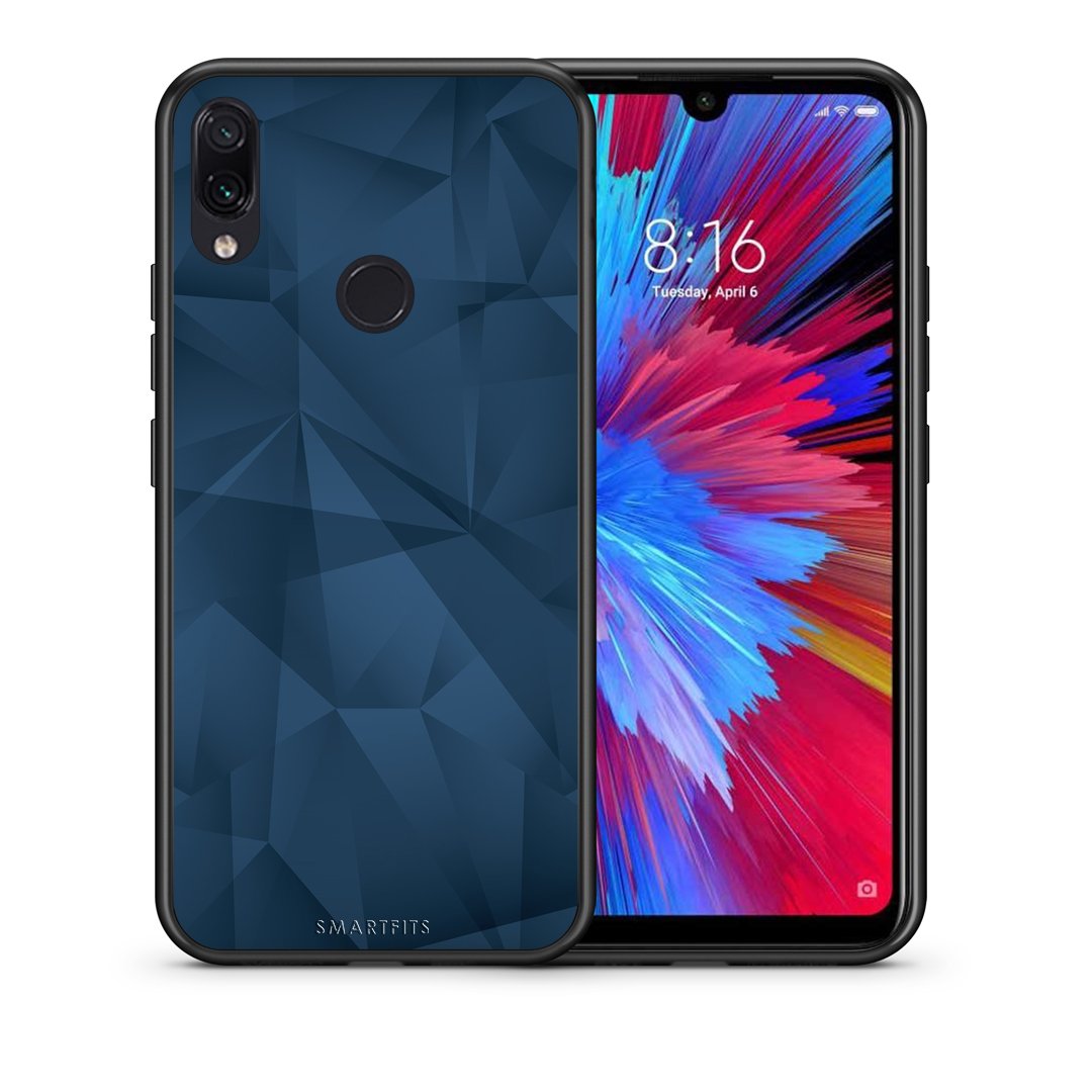 Θήκη Xiaomi Redmi Note 7 Blue Abstract Geometric από τη Smartfits με σχέδιο στο πίσω μέρος και μαύρο περίβλημα | Xiaomi Redmi Note 7 Blue Abstract Geometric case with colorful back and black bezels