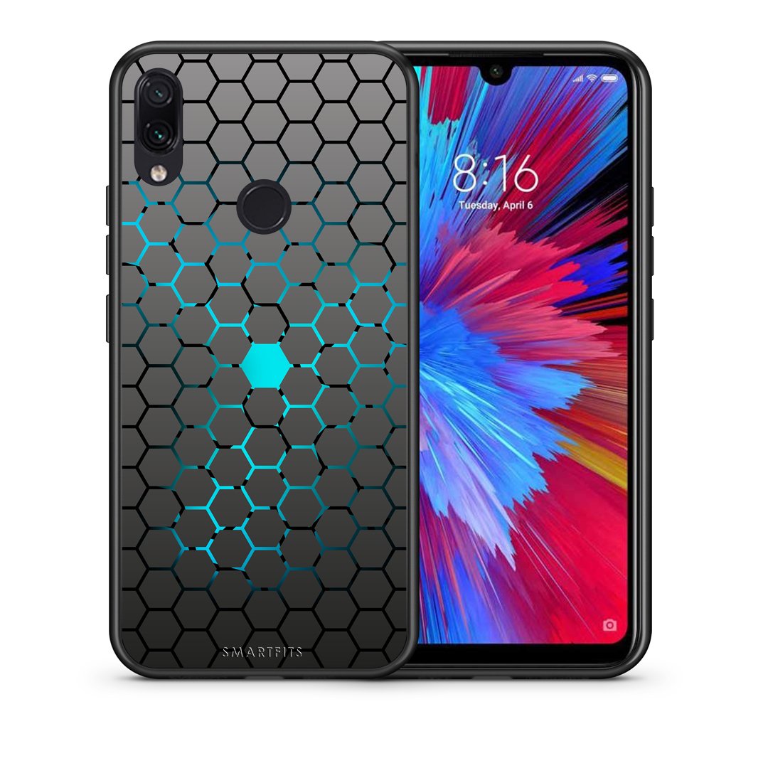 Θήκη Xiaomi Redmi Note 7 Hexagonal Geometric από τη Smartfits με σχέδιο στο πίσω μέρος και μαύρο περίβλημα | Xiaomi Redmi Note 7 Hexagonal Geometric case with colorful back and black bezels