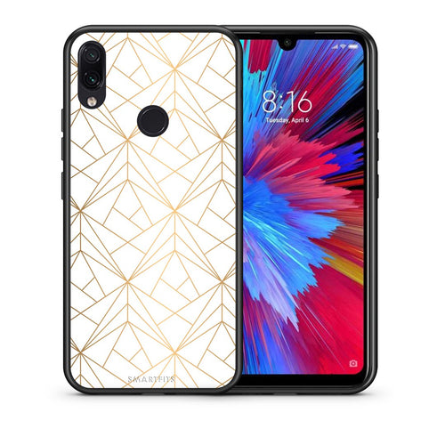 Θήκη Xiaomi Redmi Note 7 Luxury White Geometric από τη Smartfits με σχέδιο στο πίσω μέρος και μαύρο περίβλημα | Xiaomi Redmi Note 7 Luxury White Geometric case with colorful back and black bezels