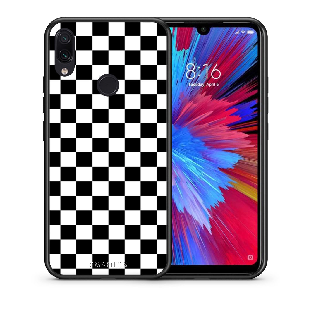 Θήκη Xiaomi Redmi Note 7 Squares Geometric από τη Smartfits με σχέδιο στο πίσω μέρος και μαύρο περίβλημα | Xiaomi Redmi Note 7 Squares Geometric case with colorful back and black bezels