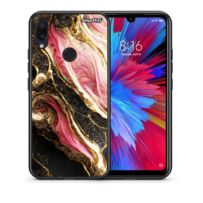 Θήκη Xiaomi Redmi Note 7 Glamorous Pink Marble από τη Smartfits με σχέδιο στο πίσω μέρος και μαύρο περίβλημα | Xiaomi Redmi Note 7 Glamorous Pink Marble case with colorful back and black bezels