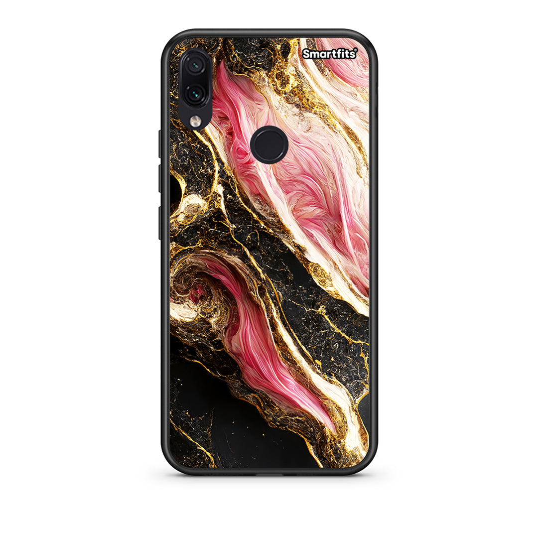 Xiaomi Redmi Note 7 Glamorous Pink Marble θήκη από τη Smartfits με σχέδιο στο πίσω μέρος και μαύρο περίβλημα | Smartphone case with colorful back and black bezels by Smartfits