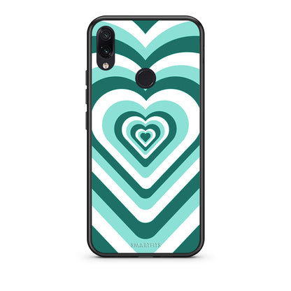 Xiaomi Redmi Note 7 Green Hearts θήκη από τη Smartfits με σχέδιο στο πίσω μέρος και μαύρο περίβλημα | Smartphone case with colorful back and black bezels by Smartfits