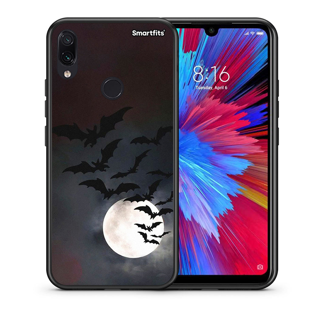 Θήκη Xiaomi Redmi Note 7 Halloween Bat Night από τη Smartfits με σχέδιο στο πίσω μέρος και μαύρο περίβλημα | Xiaomi Redmi Note 7 Halloween Bat Night case with colorful back and black bezels