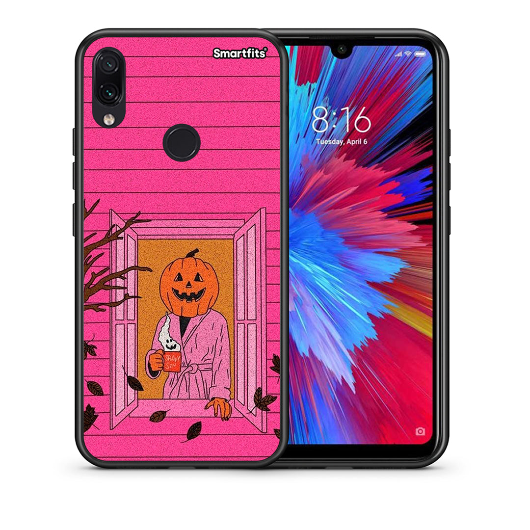 Θήκη Xiaomi Redmi Note 7 Halloween Pumpkin Lady από τη Smartfits με σχέδιο στο πίσω μέρος και μαύρο περίβλημα | Xiaomi Redmi Note 7 Halloween Pumpkin Lady case with colorful back and black bezels