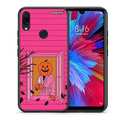 Θήκη Xiaomi Redmi Note 7 Halloween Pumpkin Lady από τη Smartfits με σχέδιο στο πίσω μέρος και μαύρο περίβλημα | Xiaomi Redmi Note 7 Halloween Pumpkin Lady case with colorful back and black bezels