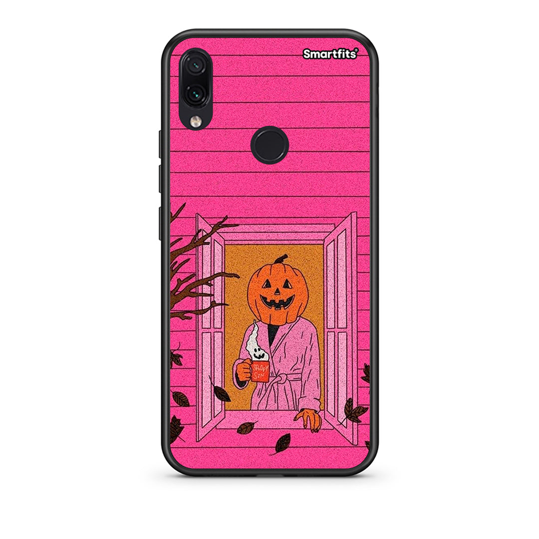 Xiaomi Redmi Note 7 Halloween Pumpkin Lady Θήκη από τη Smartfits με σχέδιο στο πίσω μέρος και μαύρο περίβλημα | Smartphone case with colorful back and black bezels by Smartfits