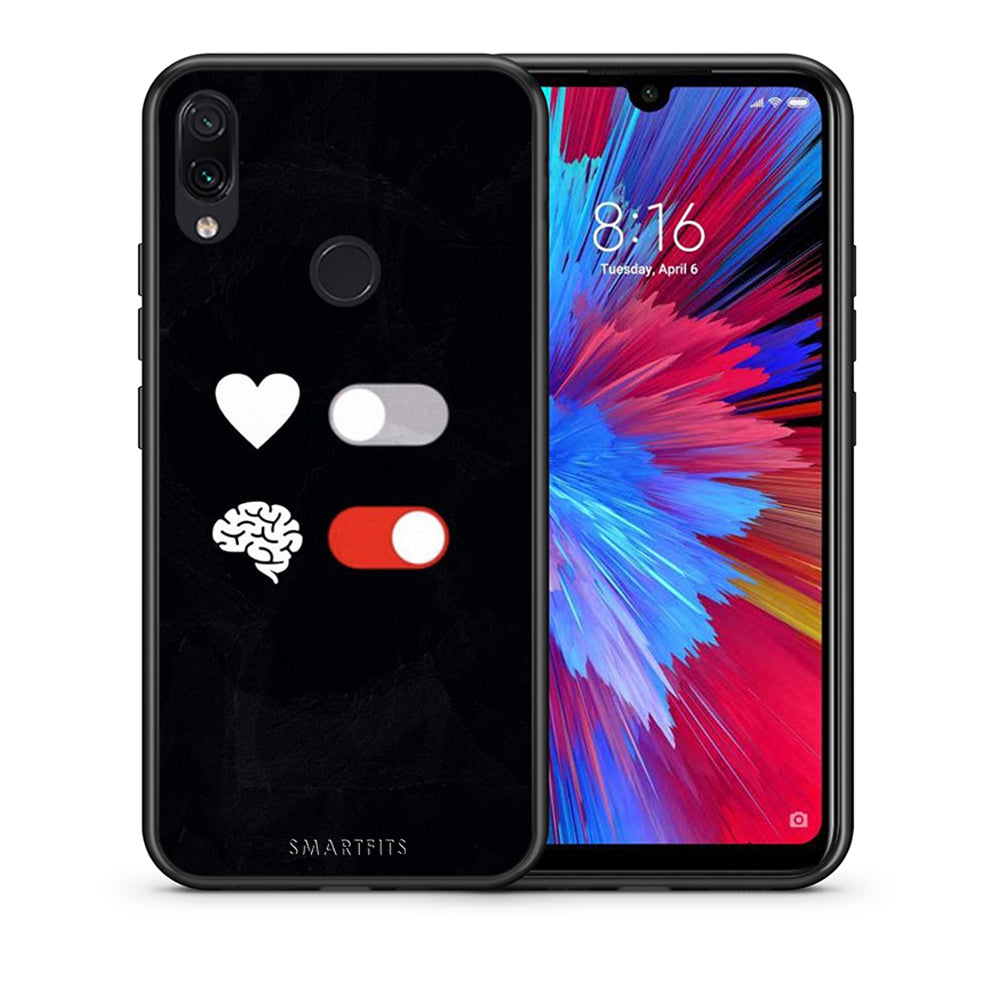 Θήκη Αγίου Βαλεντίνου Xiaomi Redmi Note 7 Heart Vs Brain από τη Smartfits με σχέδιο στο πίσω μέρος και μαύρο περίβλημα | Xiaomi Redmi Note 7 Heart Vs Brain case with colorful back and black bezels